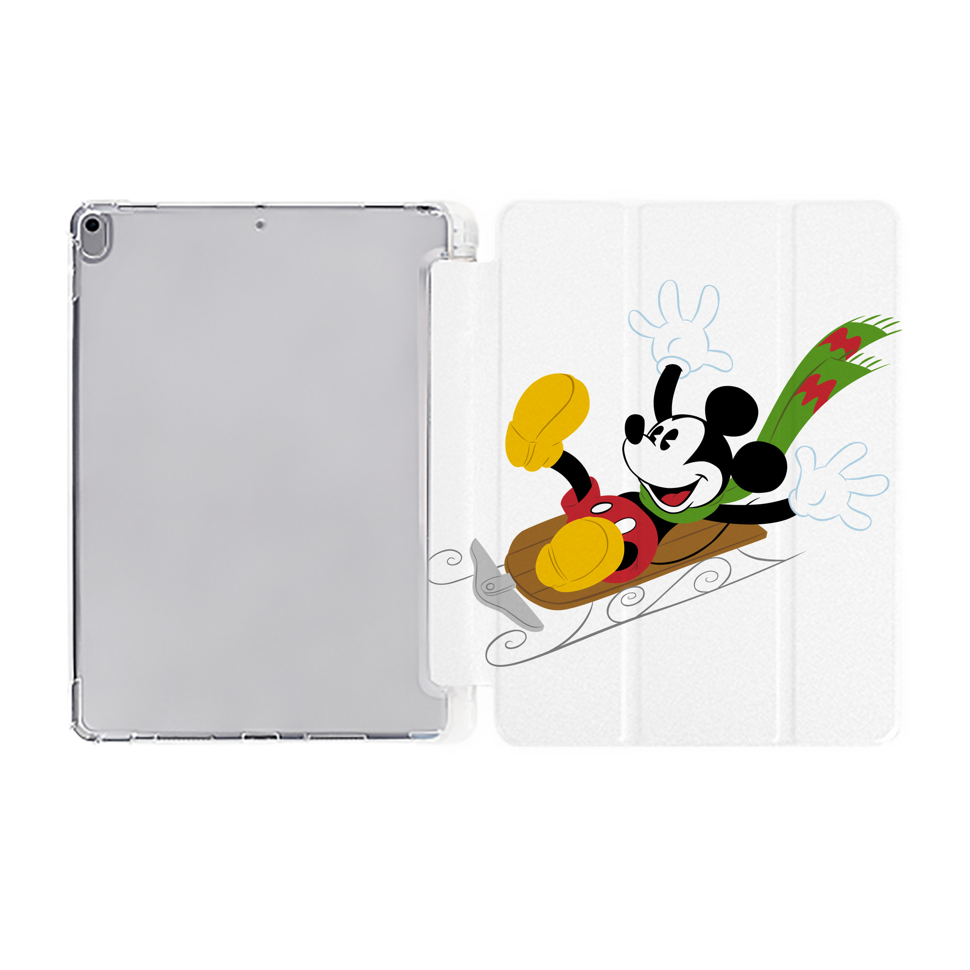 ミッキーマウス Mickey Mouse IPad ケース ペン収納付き 三つ折りスタンド PUレザー×シリコン 対応機種9.5/10.5/10.9インチ